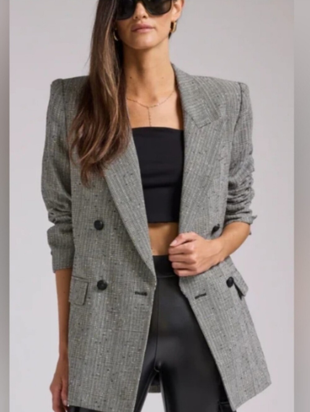 PRISTINE Generation Love Penelope Plaid Metallic  Blazer Size XL Black Silver
